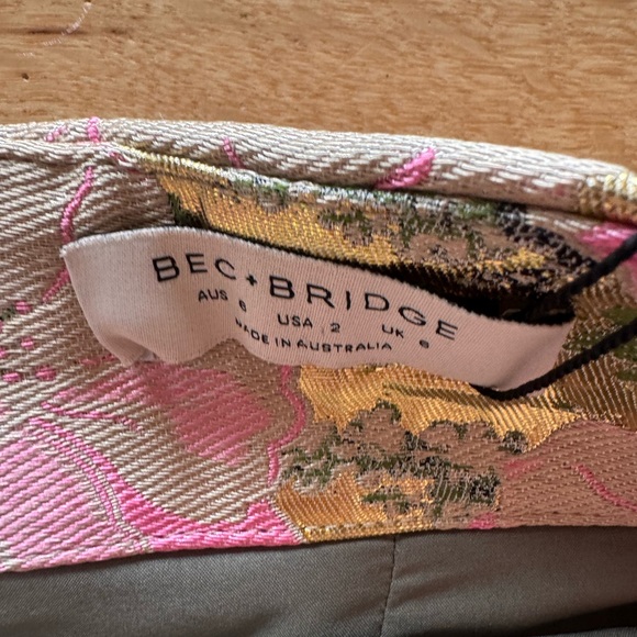 bec + bridge Meet Me at the Disco Gold and Pink Floral Mini Skirt - Picture 5 of 7